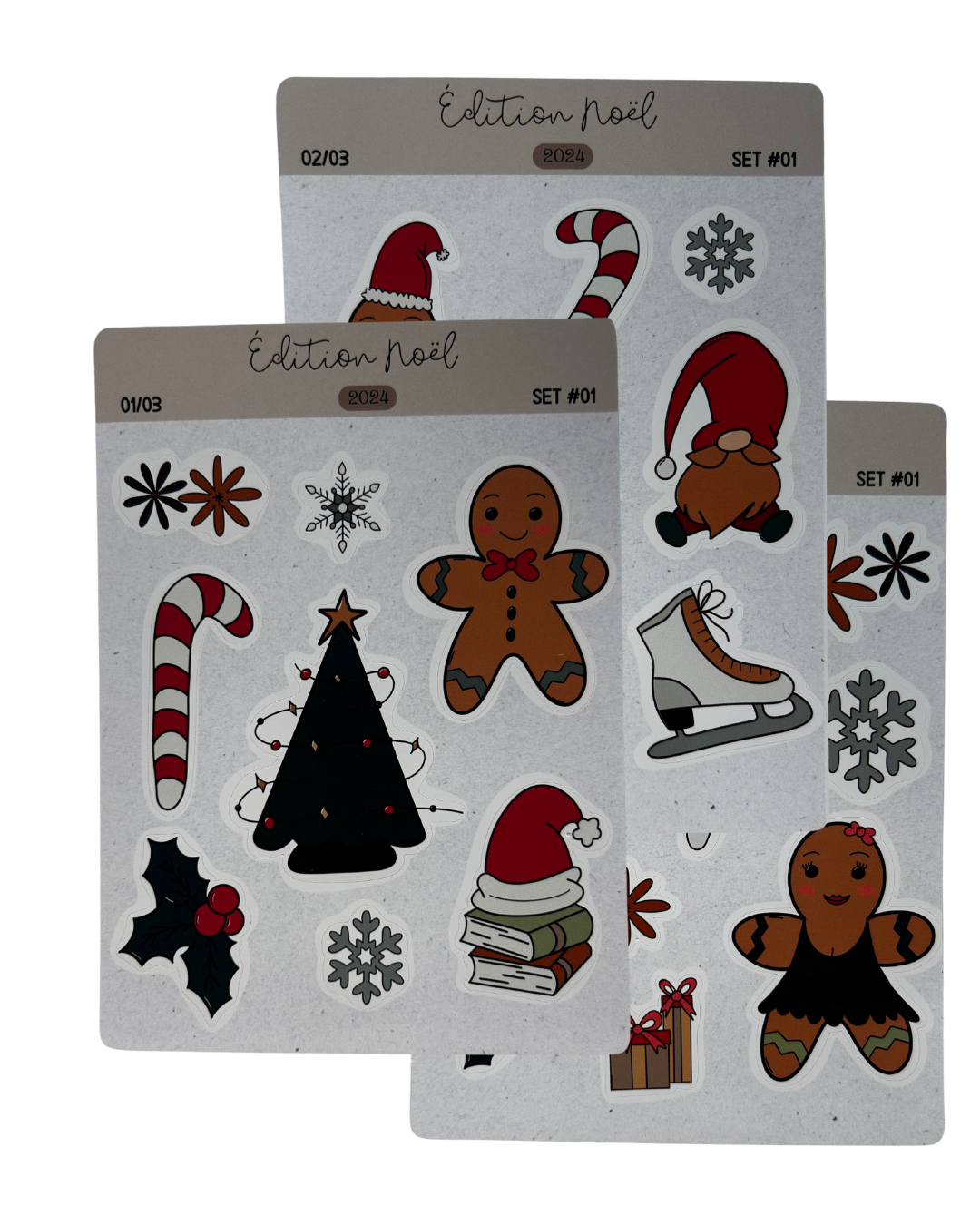 Set 3 Planches de stickers "edition noel 2024"